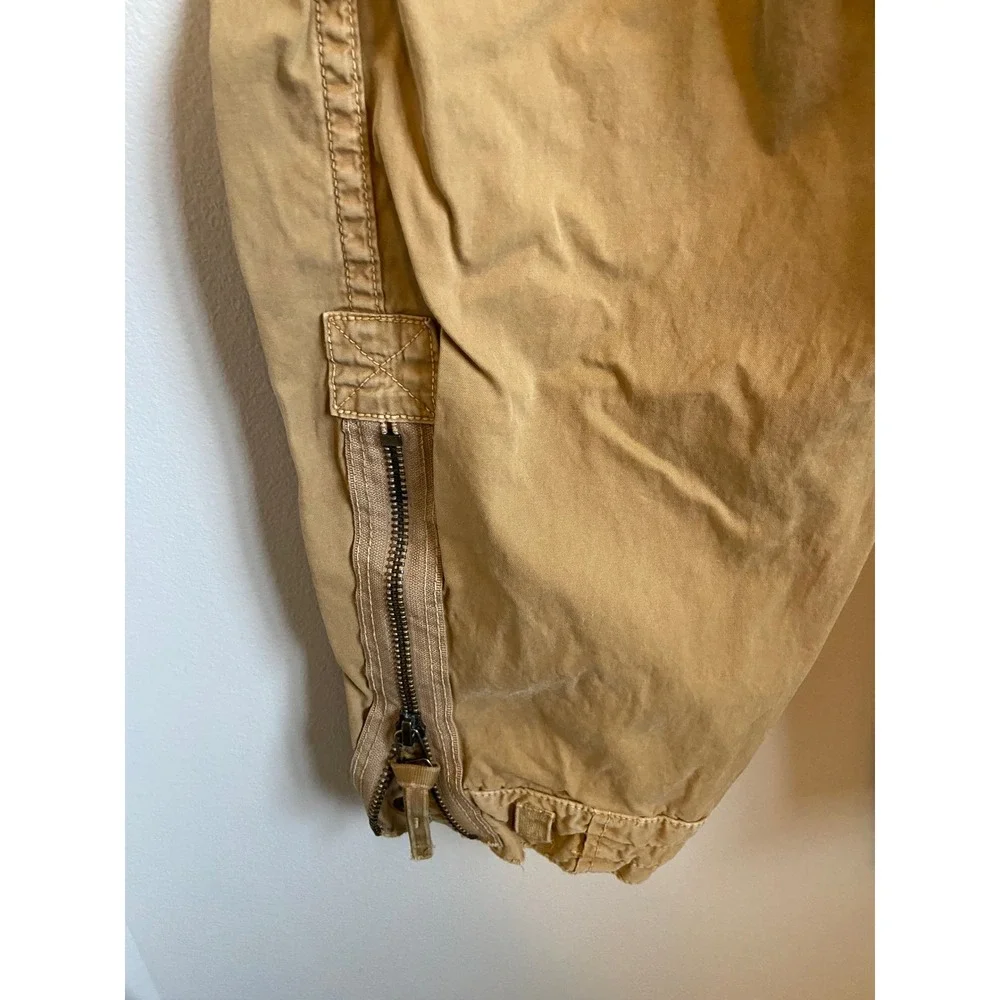 Abercrombie & Fitch Adirondack Cargo Pants Mens XL Tan Khaki Ankle Zip Cotton